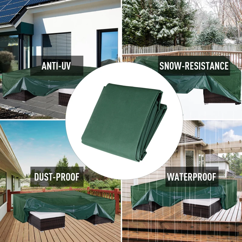 Outsunny Patio Furniture Set Cover Waterproof Garden Outdoor Rattan Wicker UV Rain Protector (Dark Green, 83”x55”)