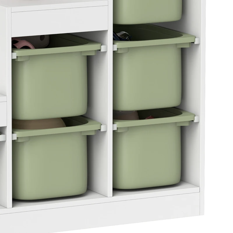 Qaba 3 Layers Toy Storage Organizer Kids Bookshelf Children Toy Storage w/ 6 Plastic Bins, Green