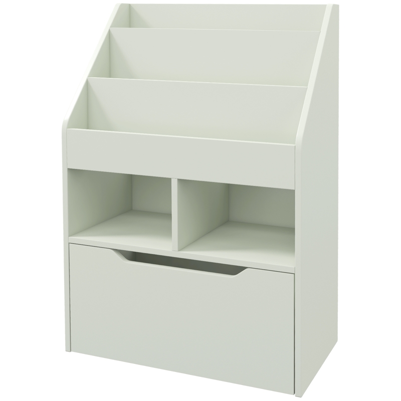 HOMCOM Kids Bookcase with Storage Drawer for Books, Reading Nook, for Classroom, Bedroom, Playroom, Green