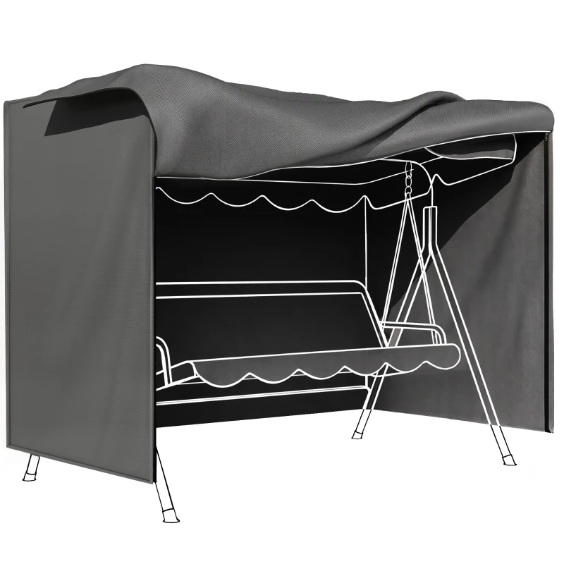 Outsunny 3-Seater Patio Swing Cover, Outdoor Garden Furniture Protection Hammock Glider Cover, 81" x 49" x 65", Dark Grey