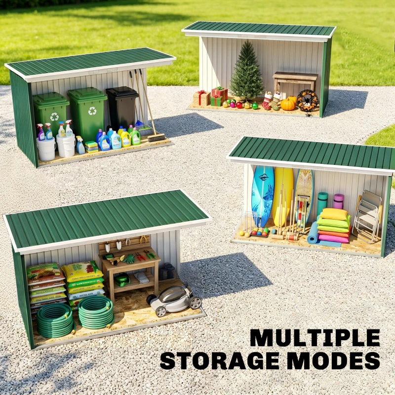 Outsunny 9' x 4' Metal Outdoor Storage Shed, Tool House with Double Lockable Doors for Backyard, Patio, Lawn, Garage, Dark Green