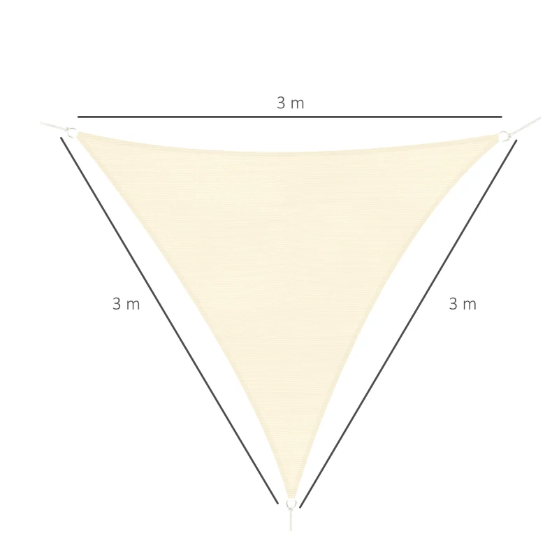 Outsunny Triangle 10' x 10' x 10' Outdoor Sun Shade Sail, Garden Cover UV Block Fabric Canopy for Patio, Deck, Cream