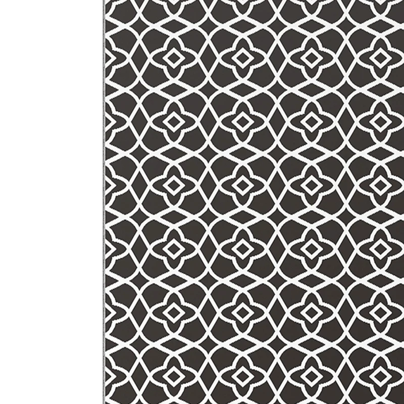 Outsunny Reversible Outdoor Rug, Waterproof Plastic Straw RV Rug with Carry Bag, 9' x 18', Black and White Clover