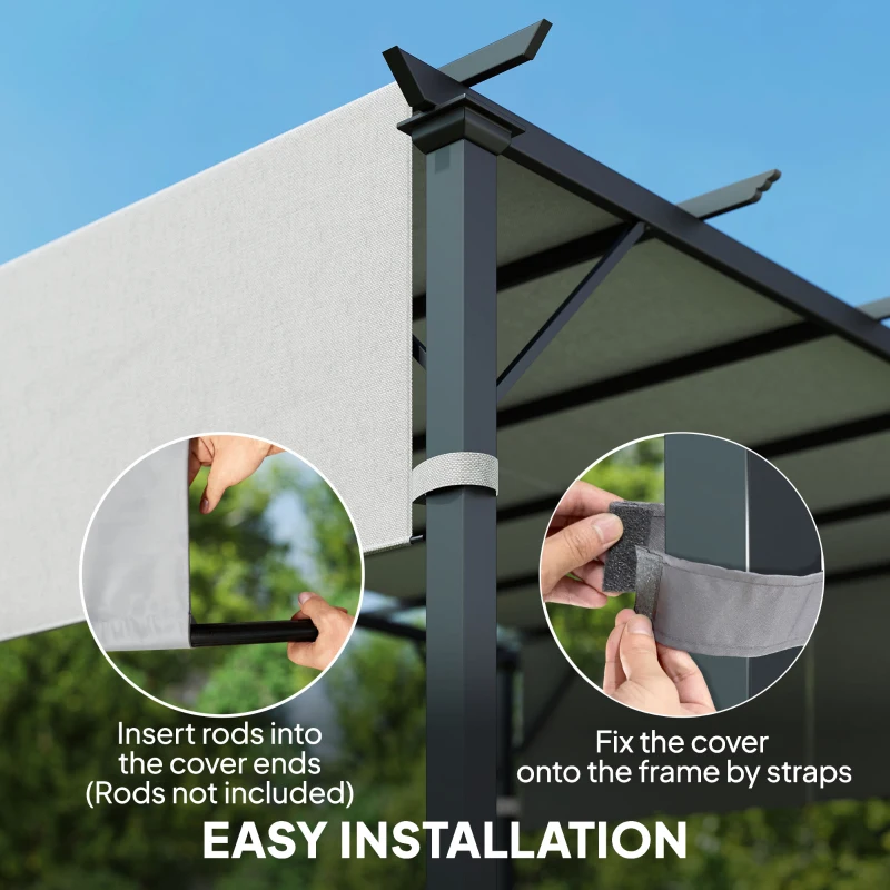 Outsunny 2 Pcs Pergola Replacement Canopy, UV Protection Pergola Shade Cover, Easy to Install, for 10 x 10ft Pergola, Light Gray
