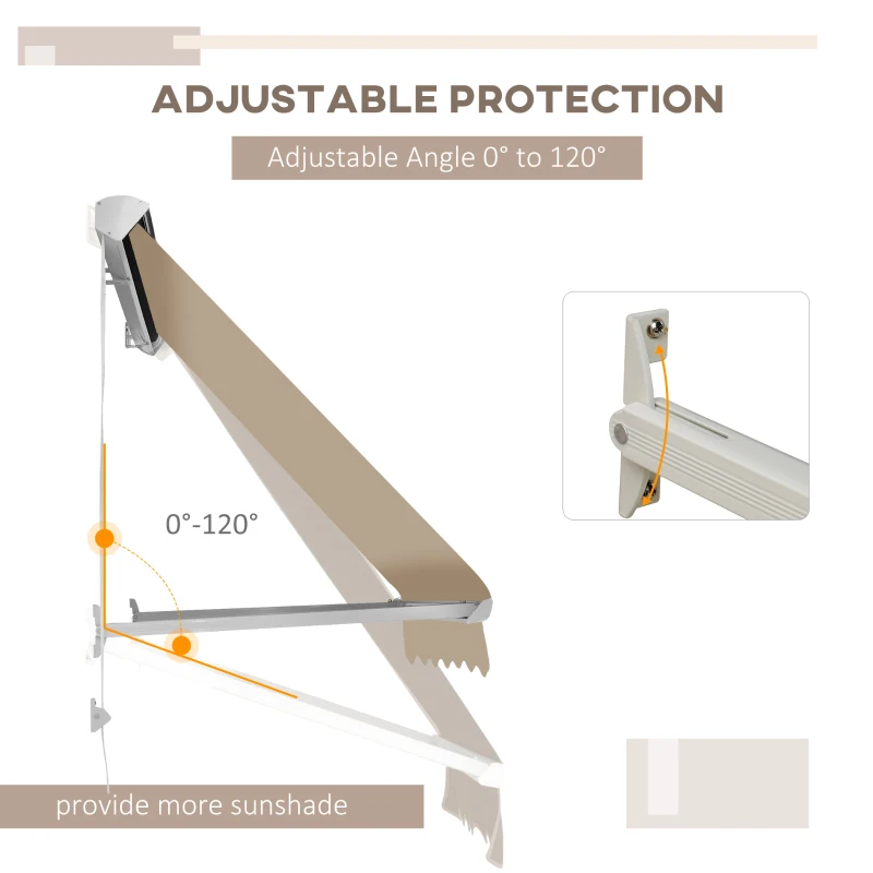 Outsunny 6' Drop Arm Manual Retractable Window Awning Sun Shade Shelter for Patio Balcony Outdoor, Aluminum, Can Cover 2 Windows, Cream White