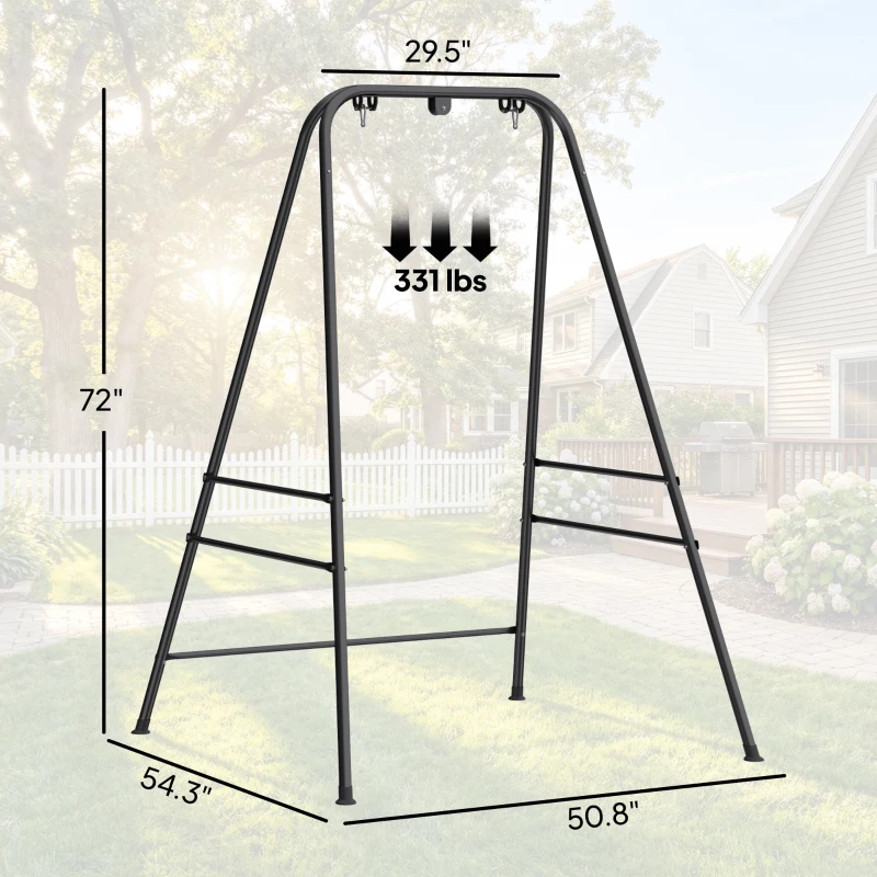 Outsunny Hammock Chair Stand  Indoor and Outdoor Use with Anti-Slip Foot Pads, 2 Carabiners, Black