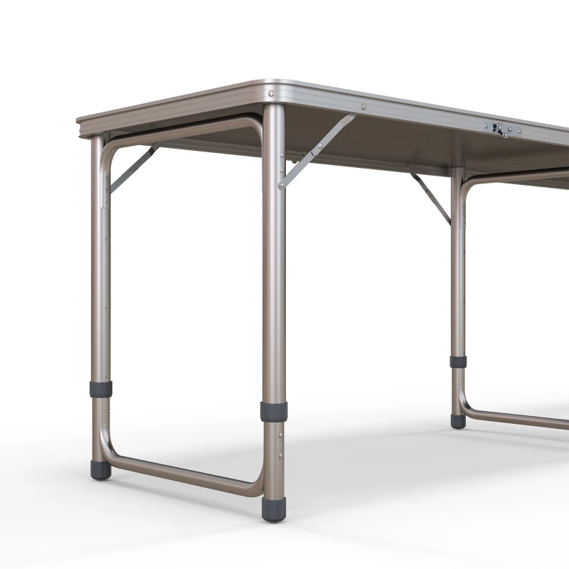 Outsunny Aluminum Camping Table with Adjustable Legs, 8' Folding Picnic Table for Travel, BBQ, Beach or Hiking, Black & White