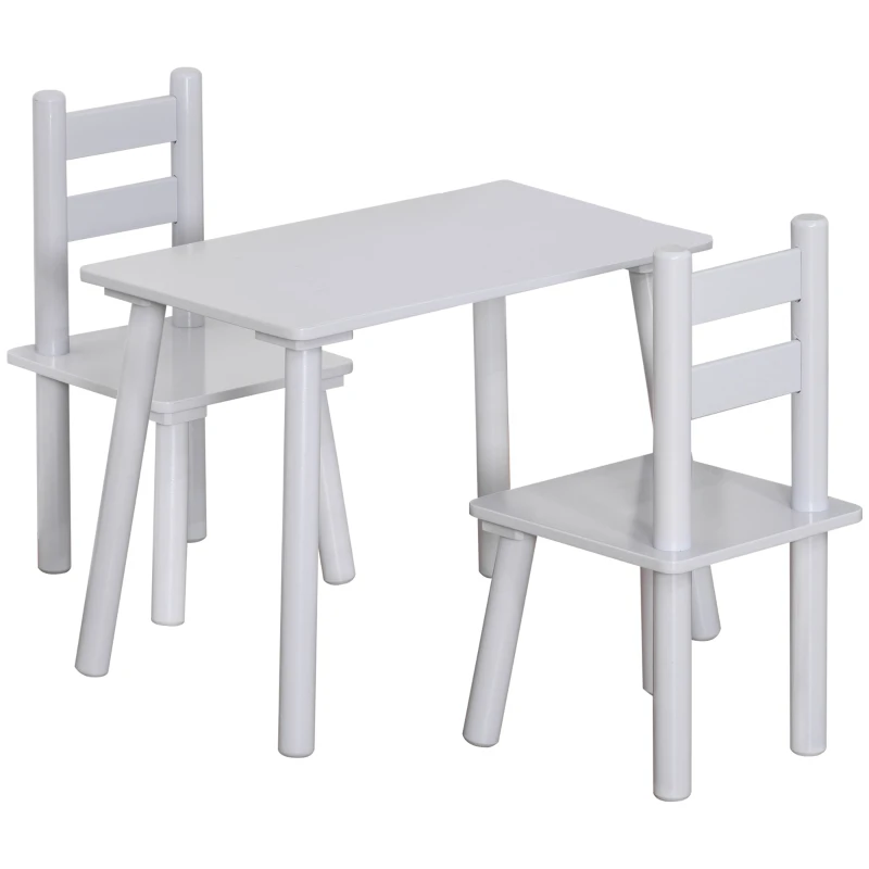Qaba Kids Wooden Table and Chair Set, Play Activity Table for Arts, Crafts, Dinning, and Reading for Toddlers Age 2 to 5, Grey