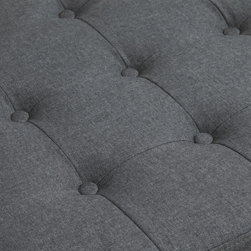 HOMCOM Tufted Storage Ottoman, Upholstered Accent Bench Seat, Cube Storage Box, Footrest Stool, Dark Grey
