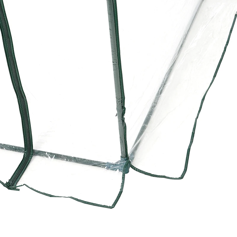 Outsunny Dome Tunnel Greenhouse Plant Shed with Roll Up Door, 6.6' x 8.2' x 6.6', Transparent