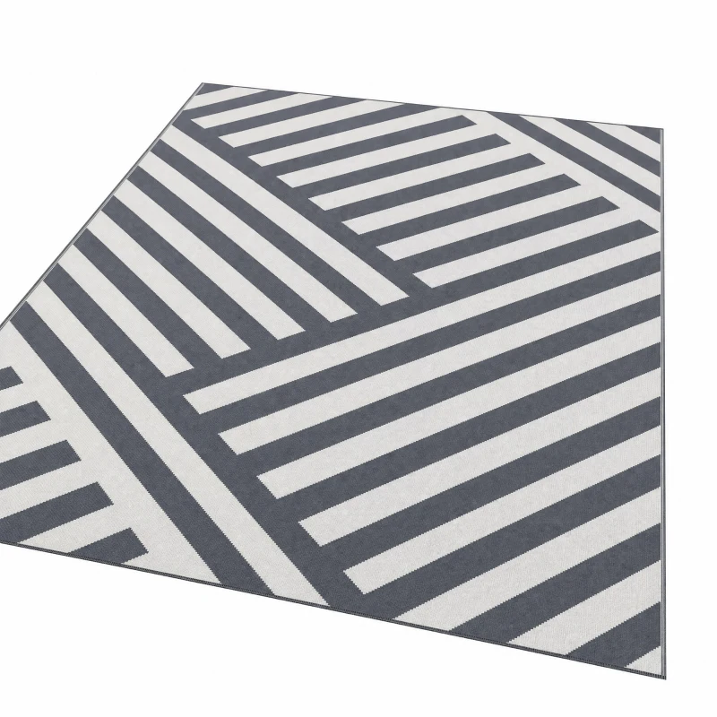 Outsunny Reversible Outdoor RV Rug, Patio Floor Mat, 6'x9' Plastic Straw Rug for Backyard, Deck, Beach, Camping, Grey and Cream