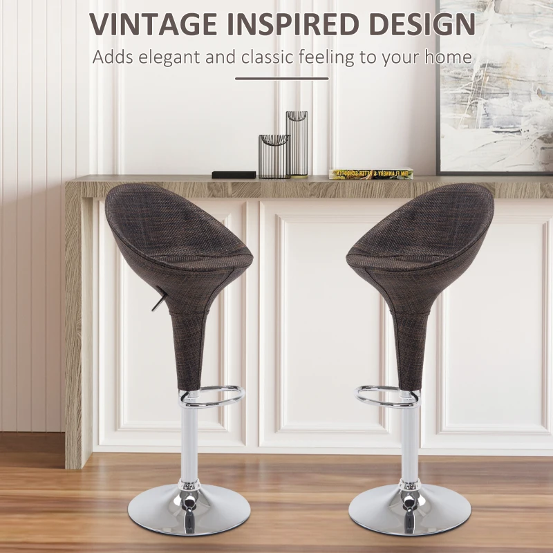 HOMCOM Adjustable Bar Stools Set of 2, Rattan Bar Height Barstools with Swivel for Pub Counter Kitchen