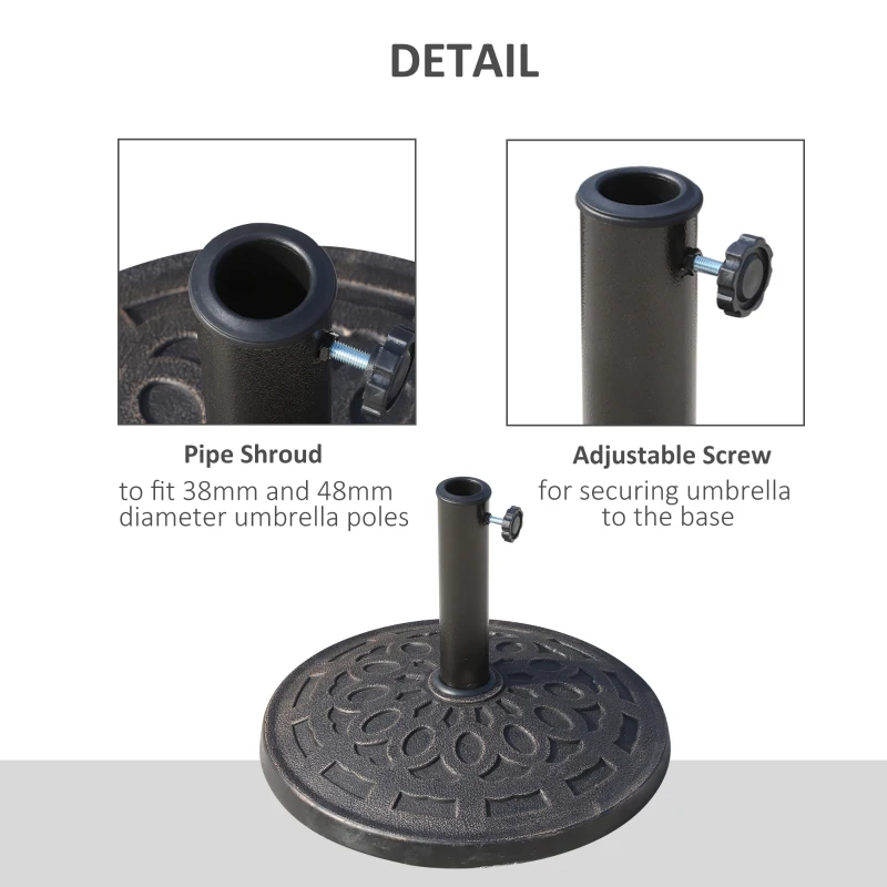 Outsunny 31 lb. Heavy Duty Patio Umbrella Base, Round Market Umbrella Base Holder for Outdoor, Garden, Backyard, Bronze