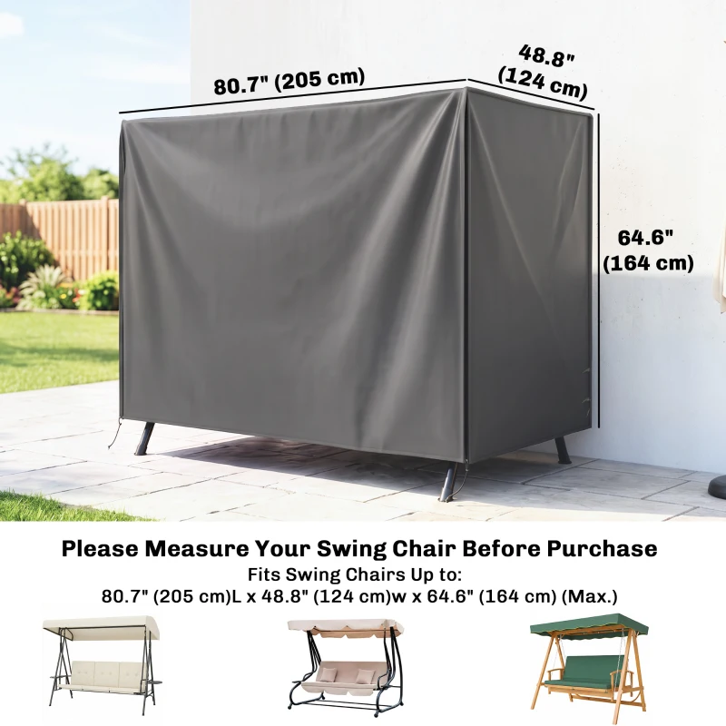 Outsunny 3-Seater Patio Swing Cover, Outdoor Garden Furniture Protection Hammock Glider Cover, 81" x 49" x 65", Dark Grey