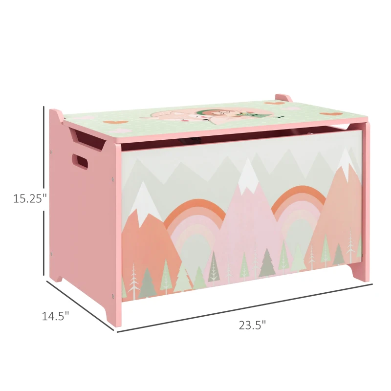 Qaba Storage Chest with Lid, Storage Box Organizer for Bedroom, Pink