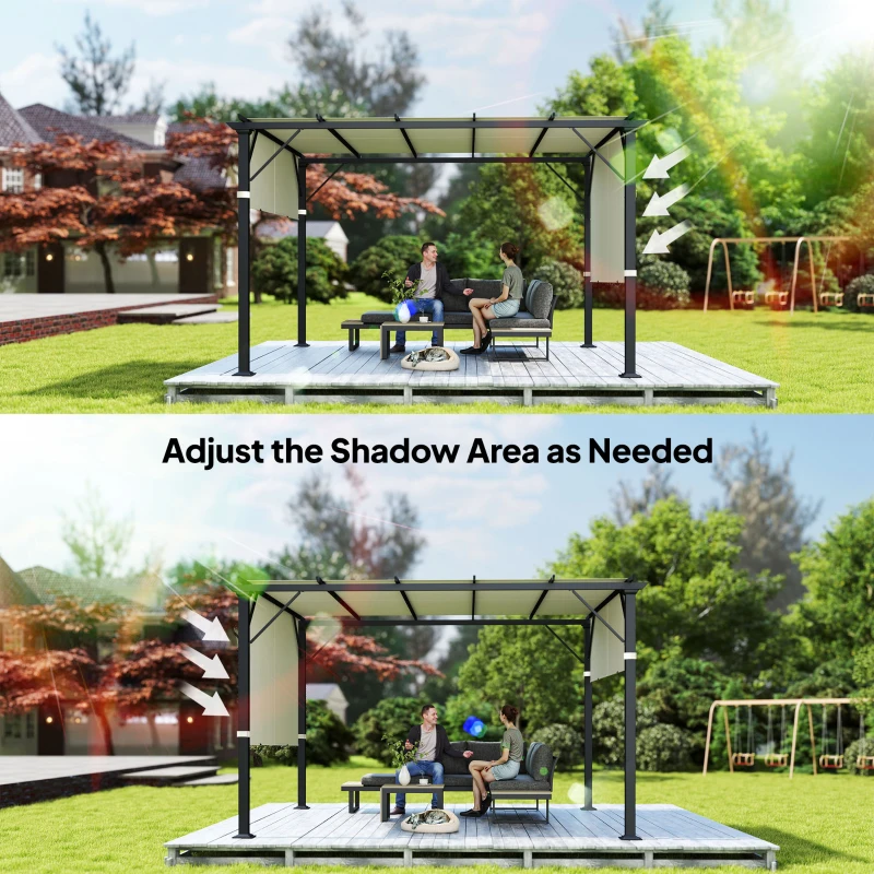 Outsunny 2 Pcs Pergola Replacement Canopy, UV Protection Pergola Shade Cover, Easy to Install, for 10 x 10ft Pergola, Cream White