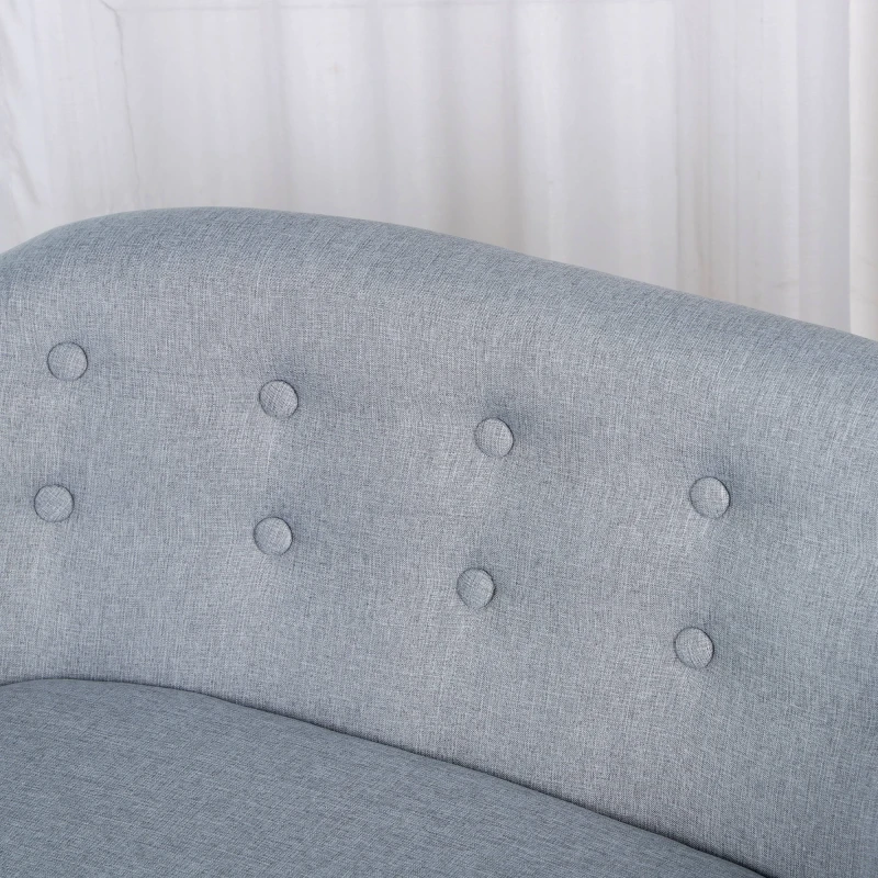 Qaba 2-Seat Kids Sofa, Toddler Sofa Couch, Linen-Like Fabric & Wood Frame Sofa Chair for Ages 3-7, 11" High Seat, Gray
