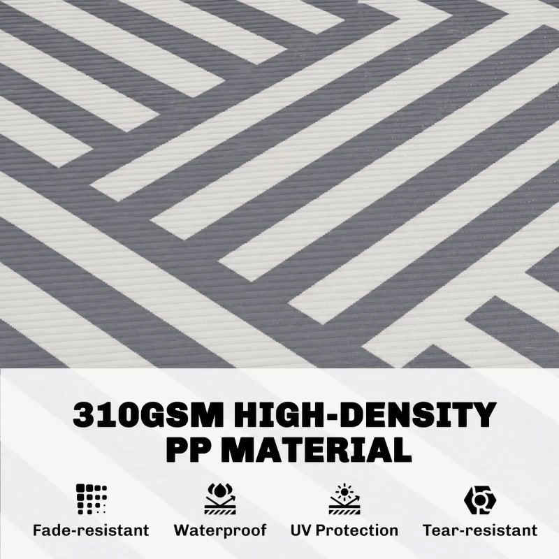Outsunny Reversible Outdoor RV Rug, Patio Floor Mat, 6'x9' Plastic Straw Rug for Backyard, Deck, Beach, Camping, Grey and Cream