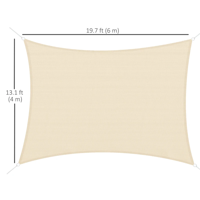 Outsunny Rectangle 13' x 20' Canopy Sun Sail Shade Garden Cover UV Protector Outdoor Patio Lawn Shelter with Carrying Bag (Cream White)