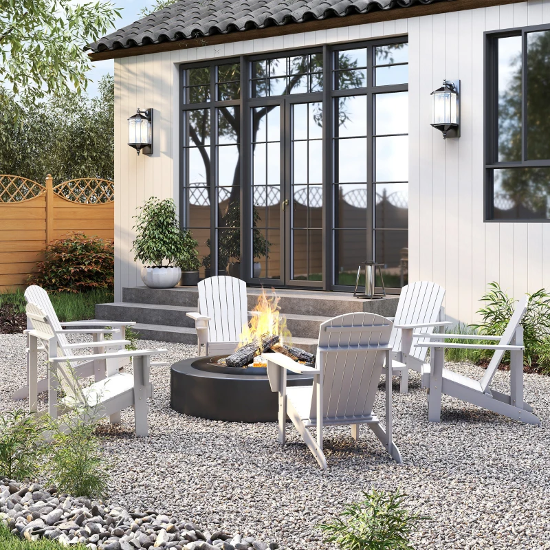 Outsunny Oversized Adirondack Chair, Outdoor Fire Pit and Porch Seating, Classic Log Lounge w/ Built-in Cupholder, White