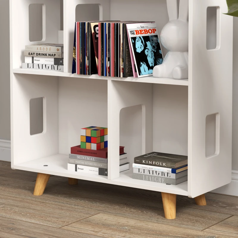 Qaba Toy Storage Organizer Cabinet, 3-Tier Kids Bookshelf for Playroom, Kids Room, Nursery, Kindergarten, White