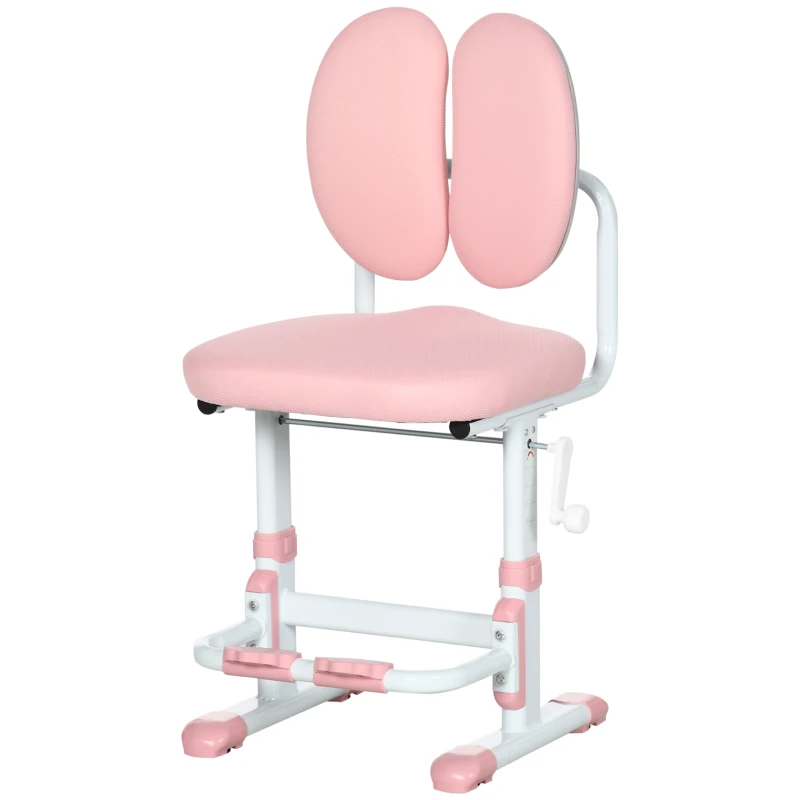 Qaba Ergonomic Kids Desk Chair with Thick Cushioning & Height Adjustment, Kids Computer Chair with Footrest, Childrens Chair, Kids Office Chair & Study Chair, Pink