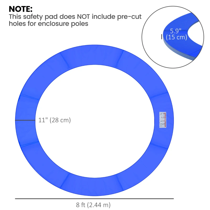 HOMCOM ⌀8ft Trampoline Pad ⌀96" Spring Safety Replacement Gym Bounce Jump Cover EPE Foam, No Holes for Pole, Blue