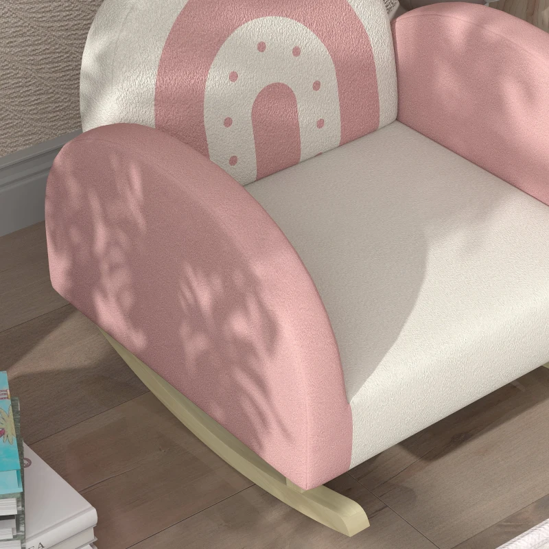 Qaba Kids Rocking Chair, Princess Crown Toddler Chair, Children's Armchair Rocker for Bedroom, Playroom, Pink