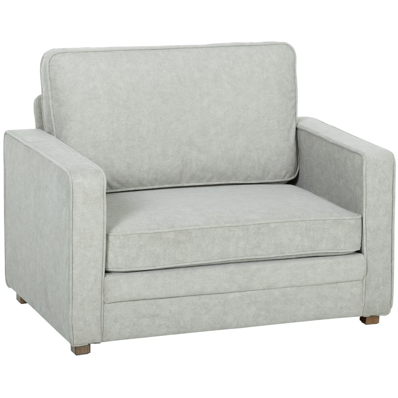 HOMCOM Accent Chair, Velvet-feel Fabric Armchair with Wide Seat, Spring Cushion, Solid Wood legs, Grey