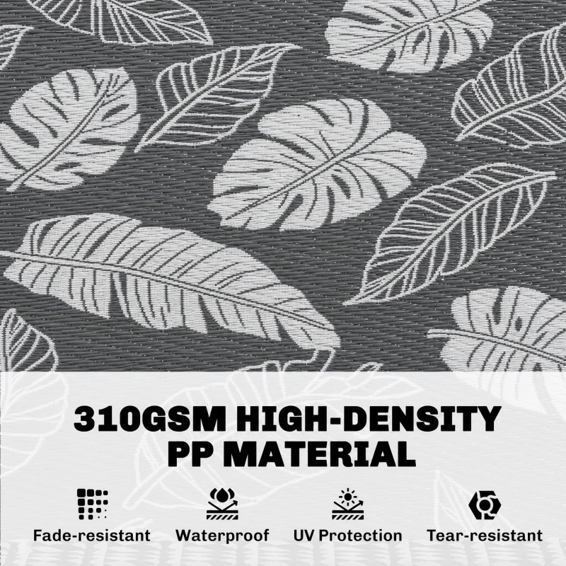 Outsunny Reversible Outdoor RV Rug, Patio Floor Mat, 6' x 9' Plastic Rug for Backyard, Deck, Beach, Camping, Grey and White
