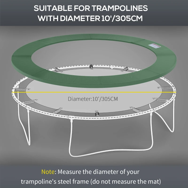 HOMCOM Φ10ft Trampoline Replacement Safety Pad Trampoline Pad Waterproof Spring Cover Green