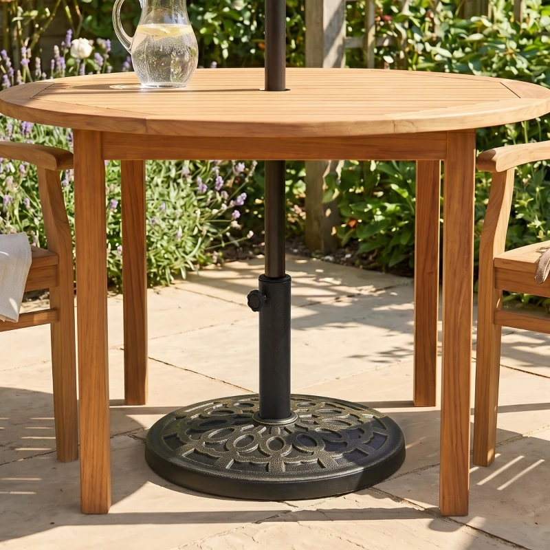 Outsunny 26 lbs Resin Round Umbrella Base Stand Market Parasol Base for Φ1.5", Φ1.89" Pole, for Backyard, Garden, Bronze