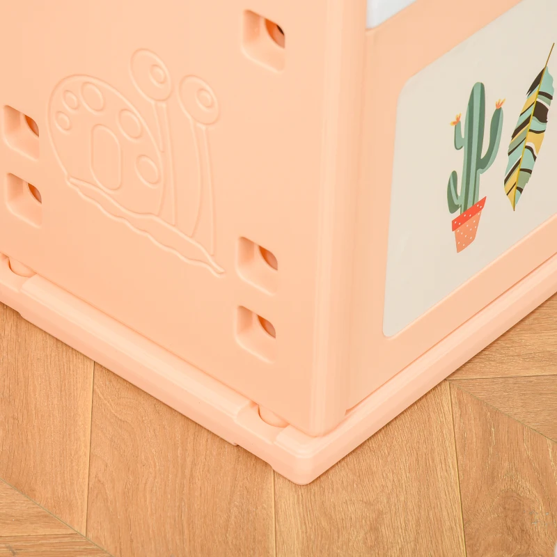 Qaba Kids Dress Up Storage, Multifunctional Kids Wardrobe Closet Hanging Rack Built for Kids Bedroom Storage, Featuring Bins, Cabinets, Top Shelf, and Drop-In Shelves, Orange