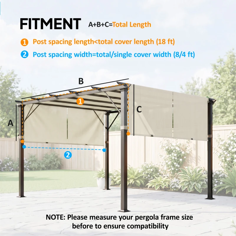 Outsunny 2 Pcs Pergola Replacement Canopy, UV Protection Pergola Shade Cover, Easy to Install, for 10 x 10ft Pergola, Cream White