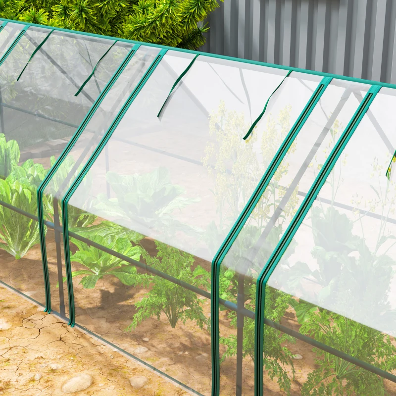 Outsunny Portable Mini Greenhouse, Outdoor Garden with Large Zipper Doors and Water/UV PVC Cover, 12' x 3' x 3', Clear