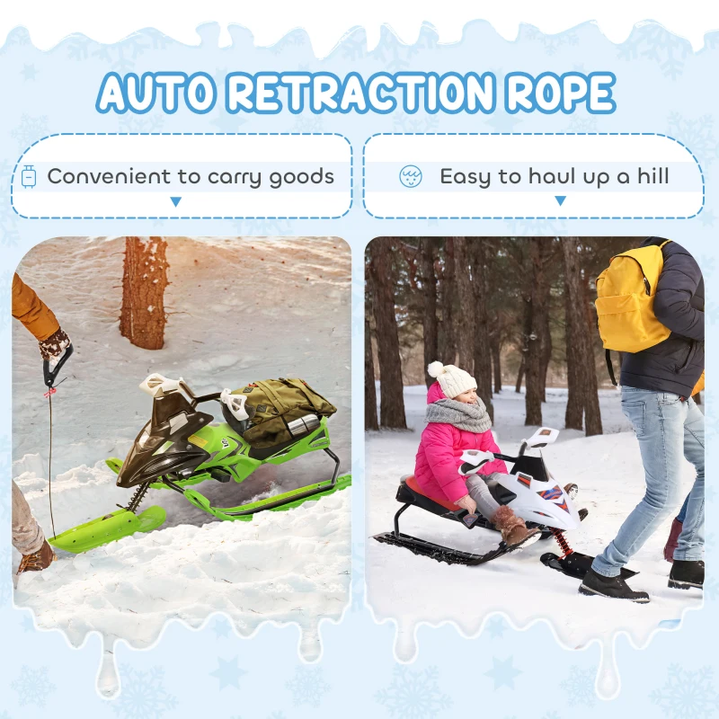 Soozier Kids Snow Racer Sleds with Padded Rubber Seat, Green