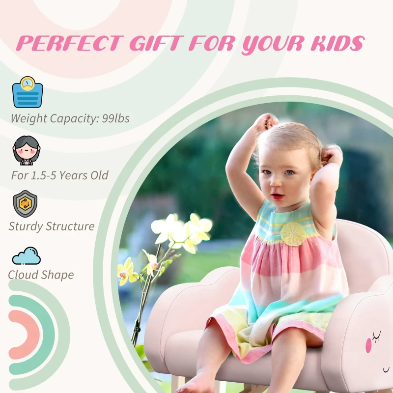 Qaba Rocker Armchair for Nursery Playroom Preschool for 1.5-5 Years, Pink