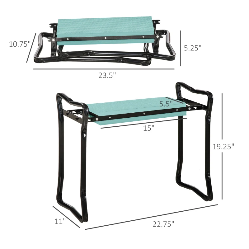 Outsunny Padded Garden Kneeler and Seat Bench, Padded Foldable Garden Stool, Green