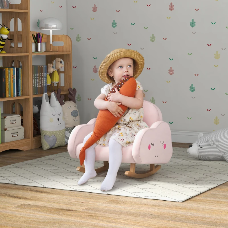 Qaba Rocker Armchair for Nursery Playroom Preschool for 1.5-5 Years, Pink