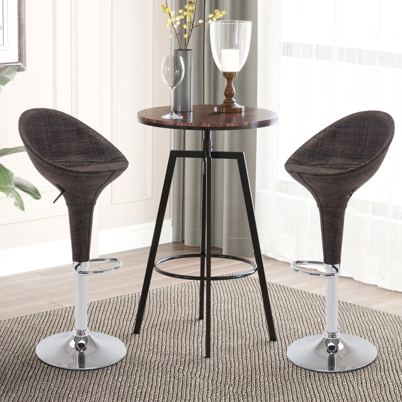 HOMCOM Adjustable Bar Stools Set of 2, Rattan Bar Height Barstools with Swivel for Pub Counter Kitchen
