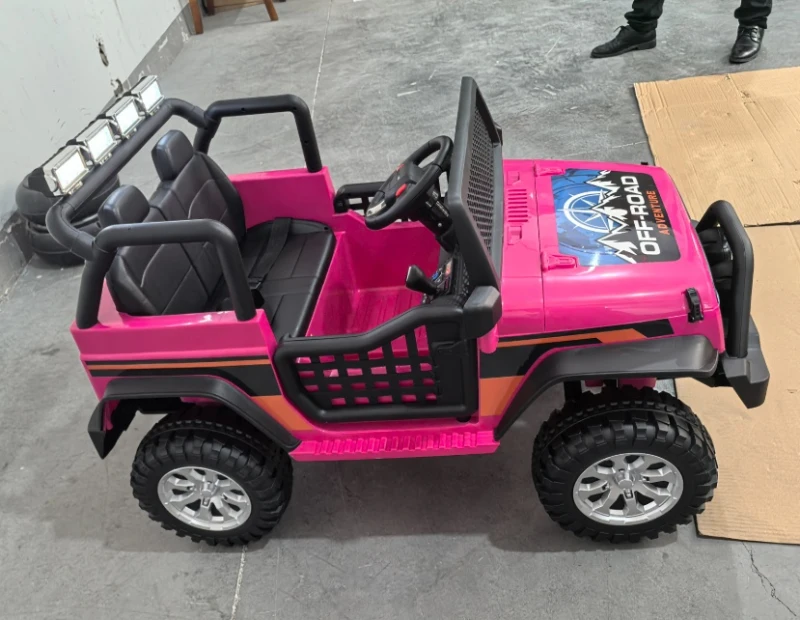 Qaba 12V 2-Seater Ride on Truck Car with Dual Motors, Remote, Soft Start, 4-Wheel Suspension, Lights, Music, USB, Horn, Pink