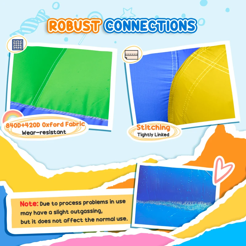 Outsunny 6-in-1 Inflatable Water Slide with Splash Pool, Slide, Climbing Wall, Water Cannon, Inflatable Bounce House for Kids with 2 Min. Inflation and Air Blower