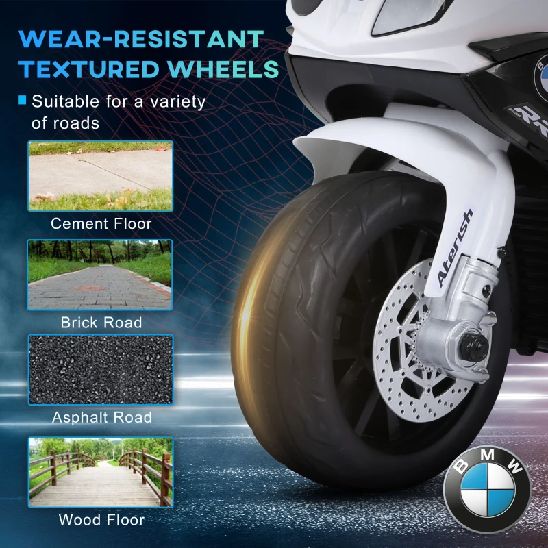 Aosom 6V 3 Wheeled Electric Motorcycle, Kids Motorcycle Licensed BMW with Headlight, Music, Black