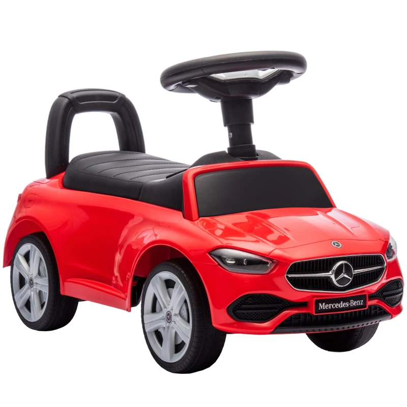 Qaba Mercedes-Benz C-Class Licensed Kids Ride On Car, Foot-to-Floor Toy with Anti-Tip Design, Horn & Start Sound, Red