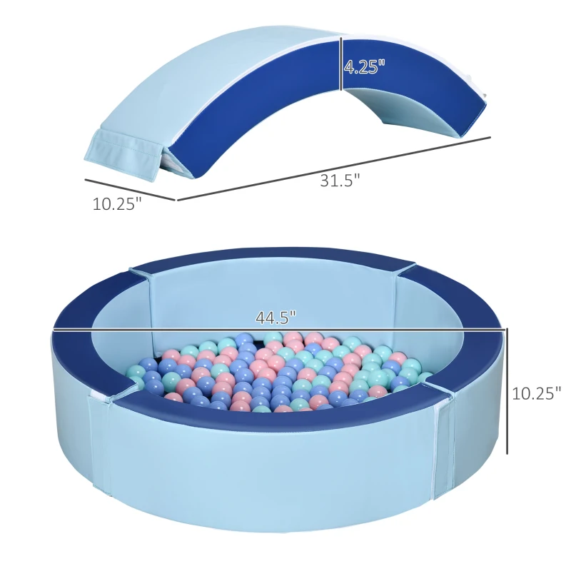 Outsunny Foam Kids Ball Pit Pool with Removable & Washable Cover, 45" x 10" Round Ball Pit for Toddlers with 200 Ocean Balls, Soft Baby Playpen, Blue