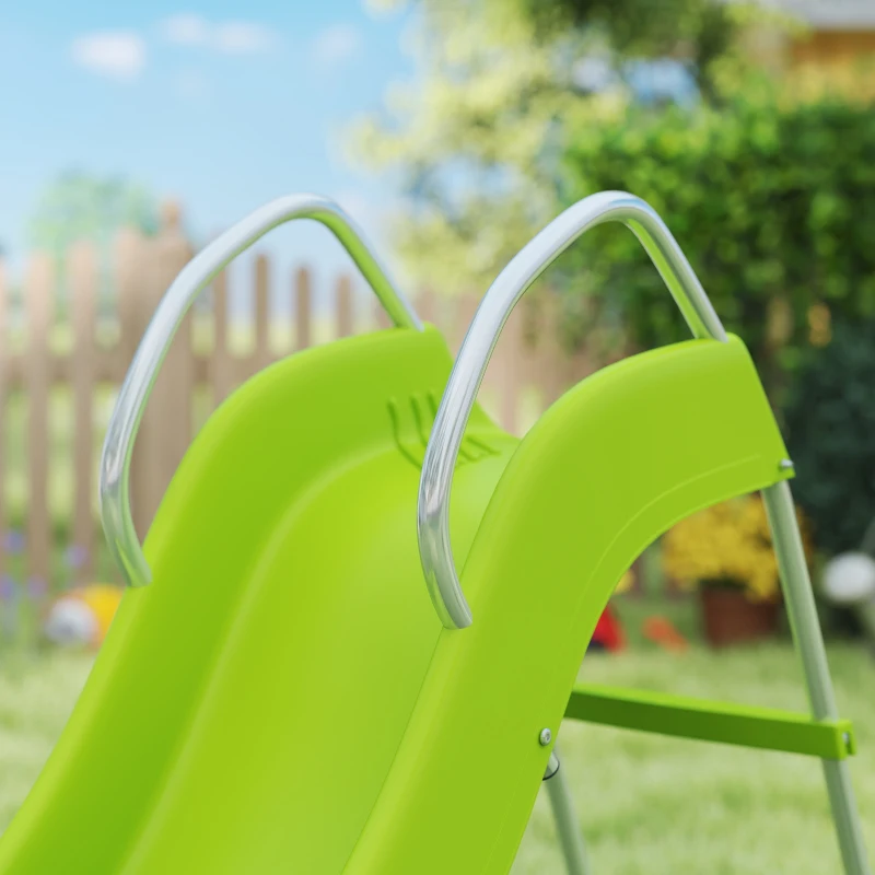Qaba 5.7FT Outdoor Slide for Kids Ages 3-8, Climbing Step Ladder, Playground Equipment for Backyard, Garden, Green