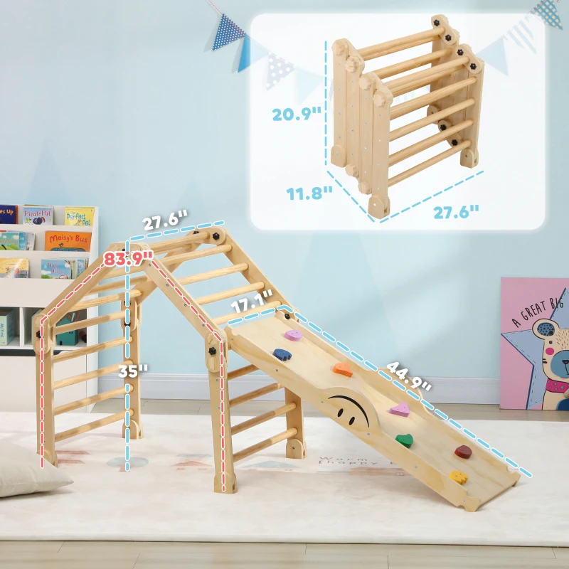 Qaba 4 in 1 Indoor Toddler Climbing Toys for 18-48 Months with Ramp & Seesaw