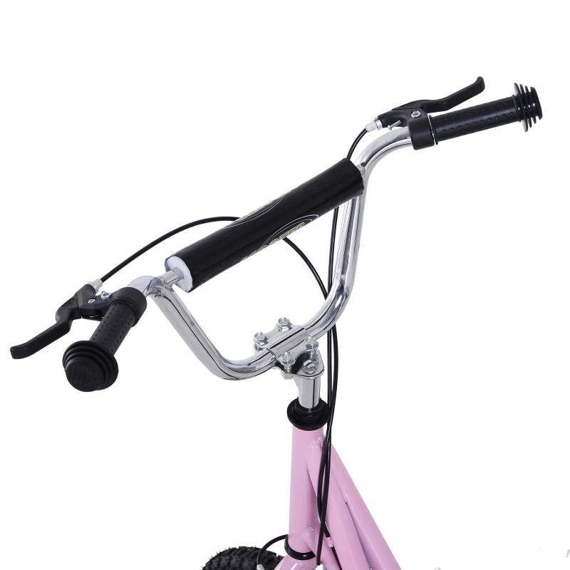HomCom Adjustable Teen Kick Scooter Child Pro Stunt Scooter Ride On Speeder Kids Street  Bike 16" Inflatable Tire Pink