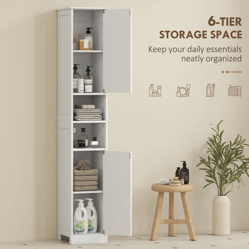 HOMCOM Narrow Tall Bathroom Storage Cabinet, 70" Slim Freestanding Bathroom Cabinet with Adjustable Shelves, Open Shelves