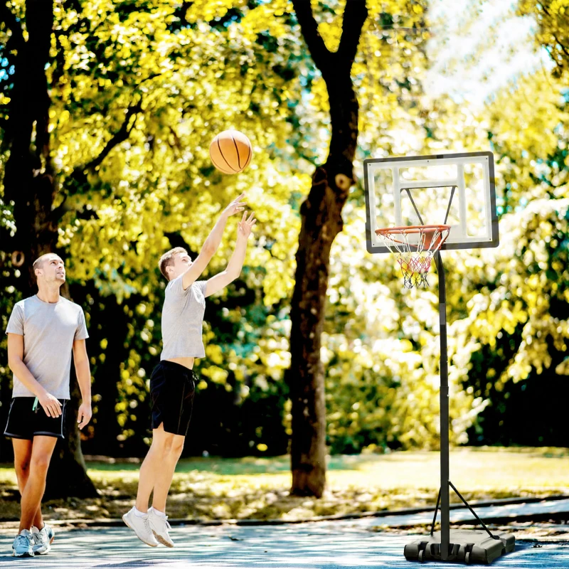Soozier Portable Basketball Hoop System Stand with Backboard, Wheels, Height Adjustable 8FT-10FT for Outdoor Use, Black
